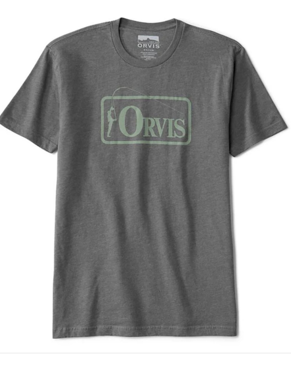 Orvis Charcoal T-Shirt with Mint Badge Logo